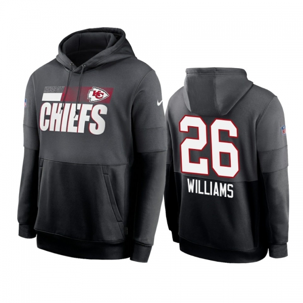 Kansas City Chiefs Damien Williams Charcoal Black Sideline Impact Lockup Performance Hoodie