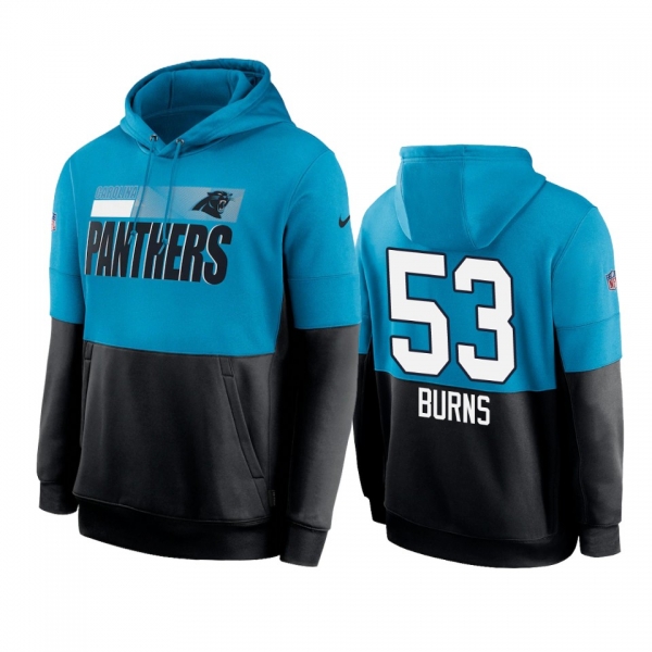 Carolina Panthers Brian Burns Blue Black Sideline Impact Lockup Performance Hoodie