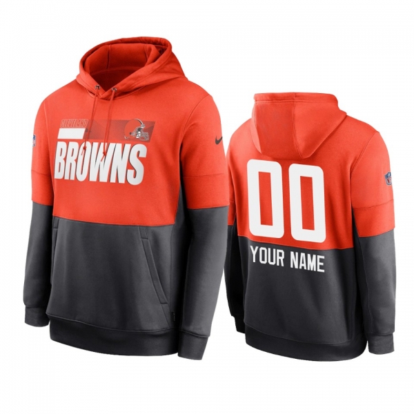 Cleveland Browns Custom Orange Charcoal Sideline Impact Lockup Performance Hoodie