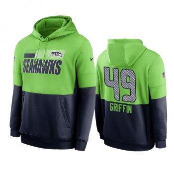 Seattle Seahawks Shaquem Griffin Green Navy Sideline Impact Lockup Performance Hoodie