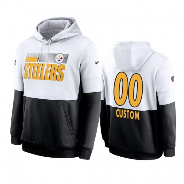 Pittsburgh Steelers Custom White Black Sideline Impact Lockup Performance Hoodie