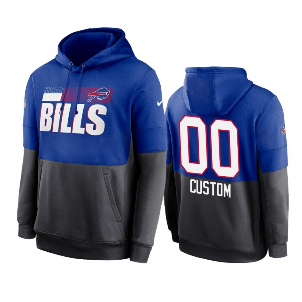 Buffalo Bills Custom Royal Charcoal Sideline Impact Lockup Performance Hoodie