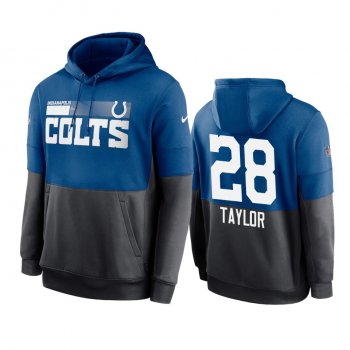 Indianapolis Colts Jonathan Taylor Royal Charcoal Sideline Impact Lockup Performance Hoodie