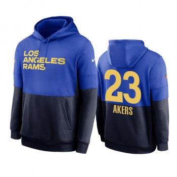 Los Angeles Rams Cam Akers Powder Blue Navy Sideline Impact Lockup Performance Hoodie