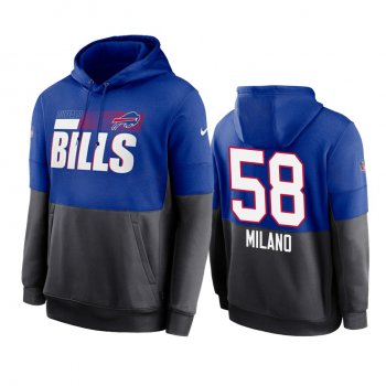 Buffalo Bills Matt Milano Royal Charcoal Sideline Impact Lockup Performance Hoodie