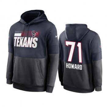 Houston Texans Tytus Howard Navy Charcoal Sideline Impact Lockup Performance Hoodie