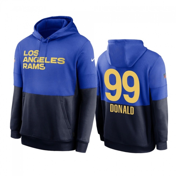 Los Angeles Rams Aaron Donald Powder Blue Navy Sideline Impact Lockup Performance Hoodie