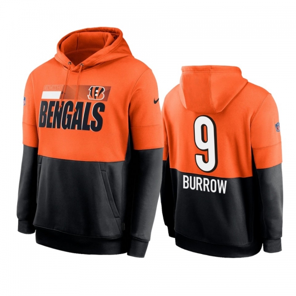 Cincinnati Bengals Joe Burrow Orange Black Sideline Impact Lockup Performance Hoodie