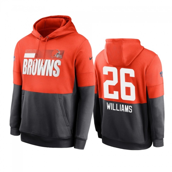 Cleveland Browns Greedy Williams Orange Charcoal Sideline Impact Lockup Performance Hoodie