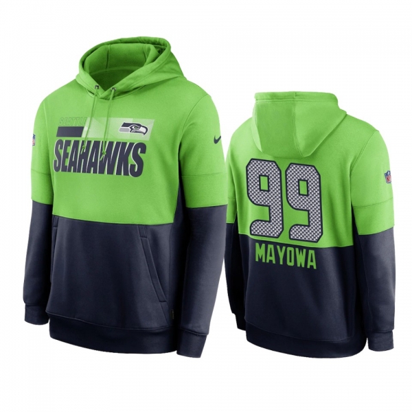 Seattle Seahawks Benson Mayowa Green Navy Sideline Impact Lockup Performance Hoodie