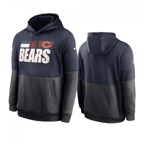 Chicago Bears Navy Charcoal Sideline Impact Lockup Performance Pullover Hoodie