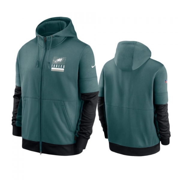 Philadelphia Eagles Midnight Green Sideline Impact Lockup Performance Full-Zip Hoodie