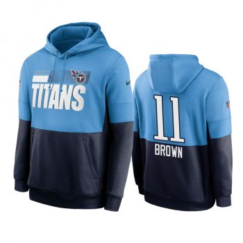 Tennessee Titans A.J. Brown Blue Navy Sideline Impact Lockup Performance Hoodie