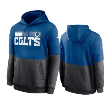 Indianapolis Colts Royal Charcoal Sideline Impact Lockup Performance Pullover Hoodie