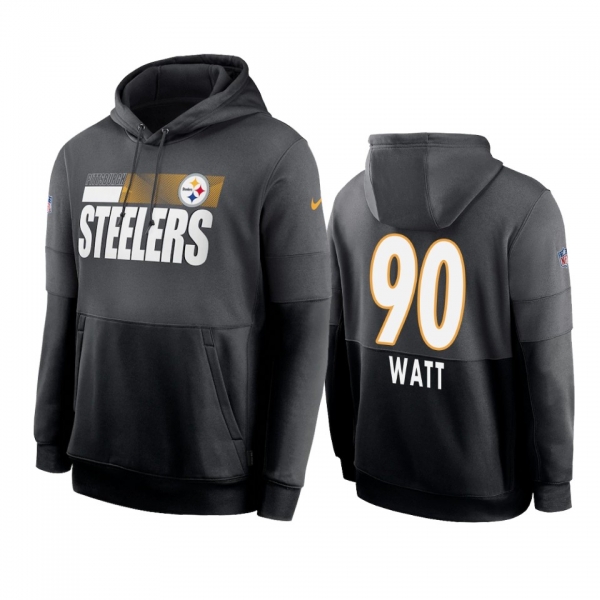 Pittsburgh Steelers T.J. Watt Charcoal Black Sideline Impact Lockup Performance Hoodie