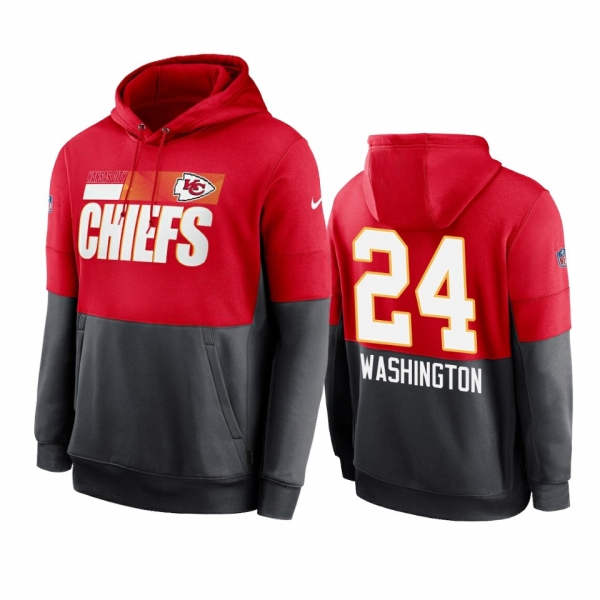 Kansas City Chiefs DeAndre Washington Red Charcoal Sideline Impact Lockup Performance Hoodie