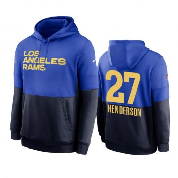 Los Angeles Rams Darrell Henderson Powder Blue Navy Sideline Impact Lockup Performance Hoodie