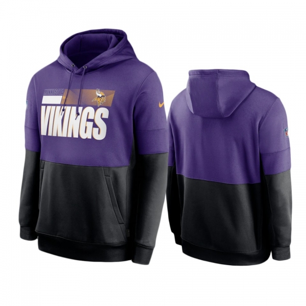 Minnesota Vikings Purple Black Sideline Impact Lockup Performance Pullover Hoodie