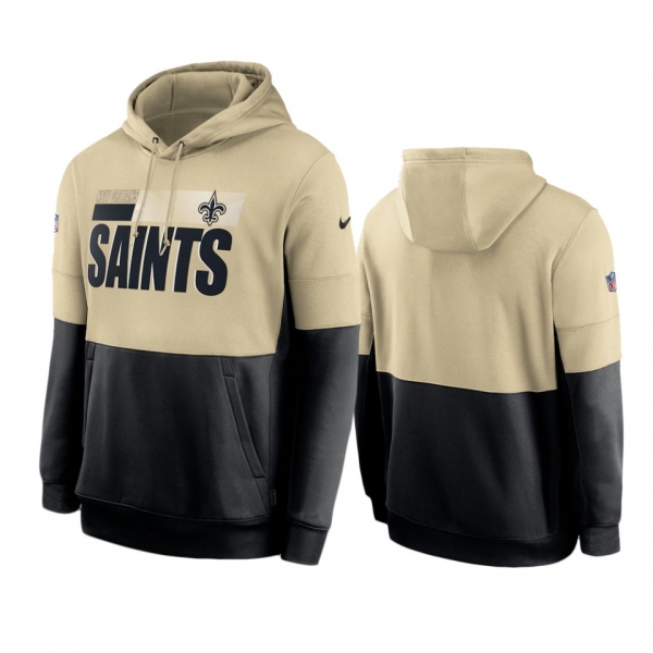 New Orleans Saints Gold Black Sideline Impact Lockup Performance Pullover Hoodie