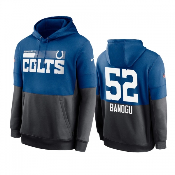 Indianapolis Colts Ben Banogu Royal Charcoal Sideline Impact Lockup Performance Hoodie