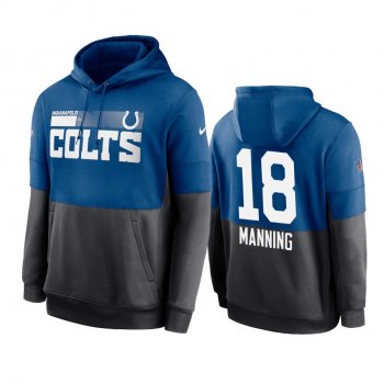 Indianapolis Colts Peyton Manning Royal Charcoal Sideline Impact Lockup Performance Hoodie