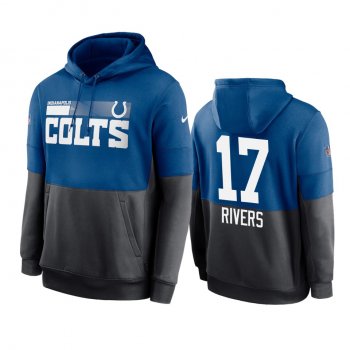 Indianapolis Colts Philip Rivers Royal Charcoal Sideline Impact Lockup Performance Hoodie