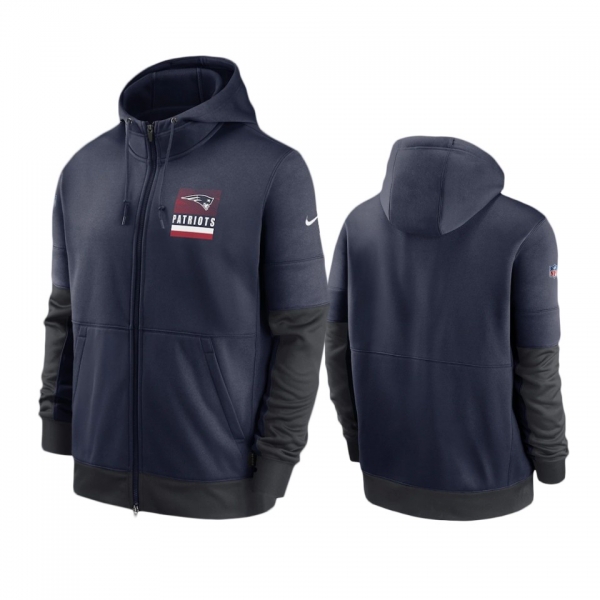 New England Patriots Navy Sideline Impact Lockup Performance Full-Zip Hoodie