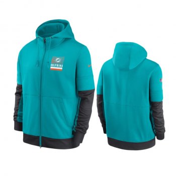 Miami Dolphins Aqua Sideline Impact Lockup Performance Full-Zip Hoodie