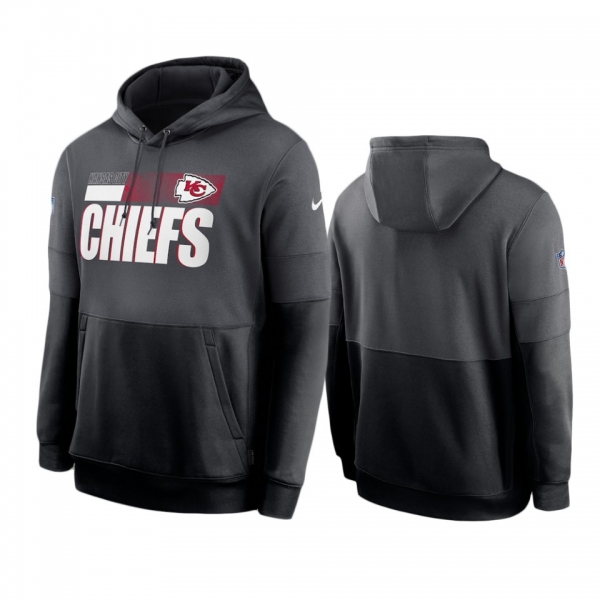 Kansas City Chiefs Charcoal Black Sideline Impact Lockup Performance Pullover Hoodie