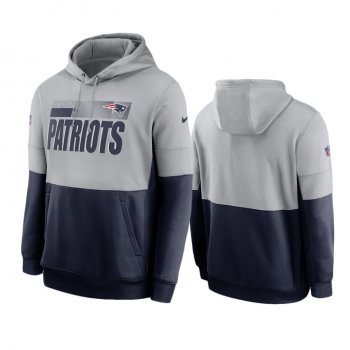 New England Patriots Gray Navy Sideline Impact Lockup Performance Pullover Hoodie