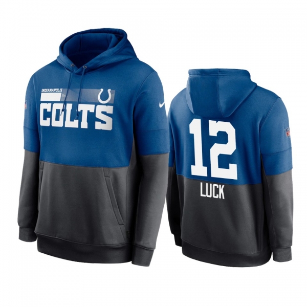 Indianapolis Colts Andrew Luck Royal Charcoal Sideline Impact Lockup Performance Hoodie