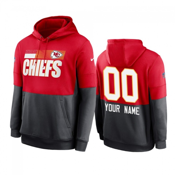 Kansas City Chiefs Custom Red Charcoal Sideline Impact Lockup Performance Hoodie