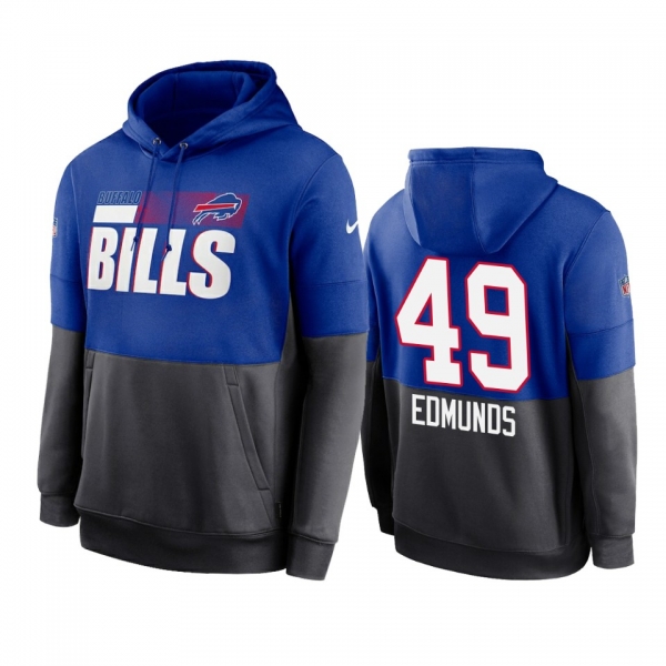 Buffalo Bills Tremaine Edmunds Royal Charcoal Sideline Impact Lockup Performance Hoodie