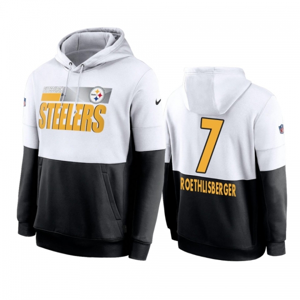 Pittsburgh Steelers Ben Roethlisberger White Black Sideline Impact Lockup Performance Hoodie