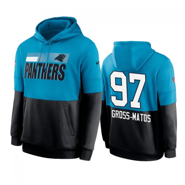 Carolina Panthers Yetur Gross-Matos Blue Black Sideline Impact Lockup Performance Hoodie