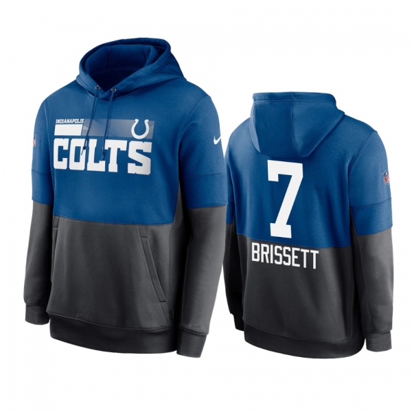 Indianapolis Colts Jacoby Brissett Royal Charcoal Sideline Impact Lockup Performance Hoodie