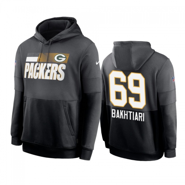 Green Bay Packers David Bakhtiari Charcoal Black Sideline Impact Lockup Performance Hoodie