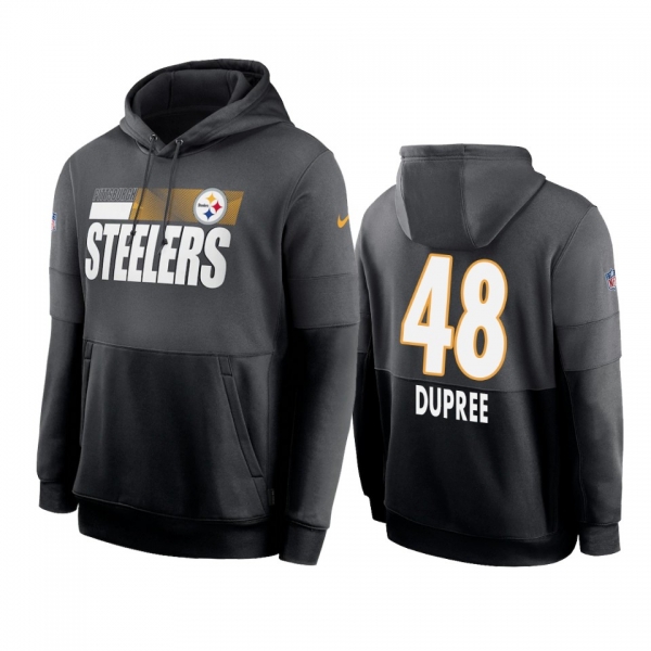 Pittsburgh Steelers Bud Dupree Charcoal Black Sideline Impact Lockup Performance Hoodie