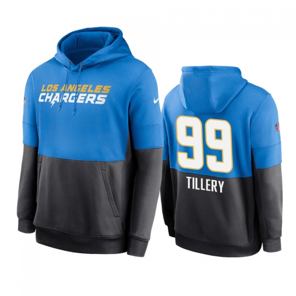 Los Angeles Chargers Jerry Tillery Powder Blue Navy Sideline Impact Lockup Performance Hoodie