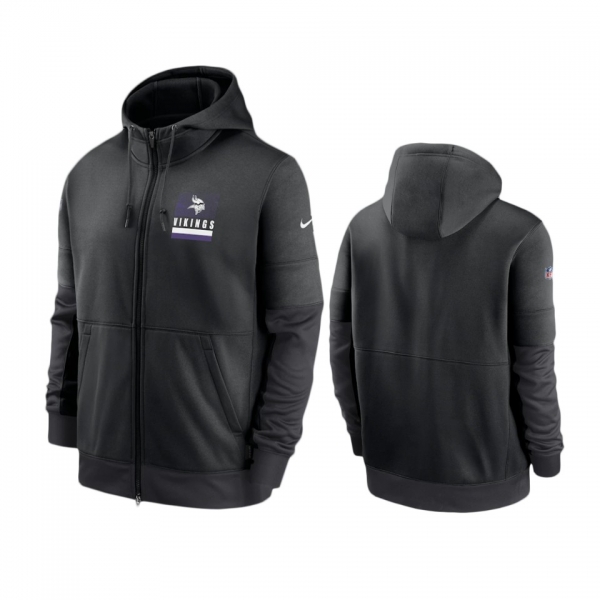 Minnesota Vikings Black Sideline Impact Lockup Performance Full-Zip Hoodie