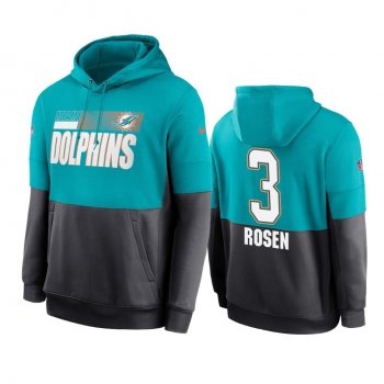 Miami Dolphins Josh Rosen Aqua Charcoal Sideline Impact Lockup Performance Hoodie