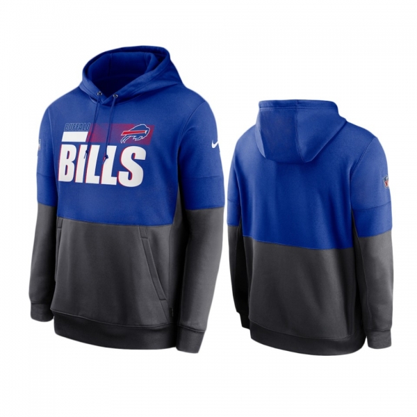 Buffalo Bills Royal Charcoal Sideline Impact Lockup Performance Pullover Hoodie