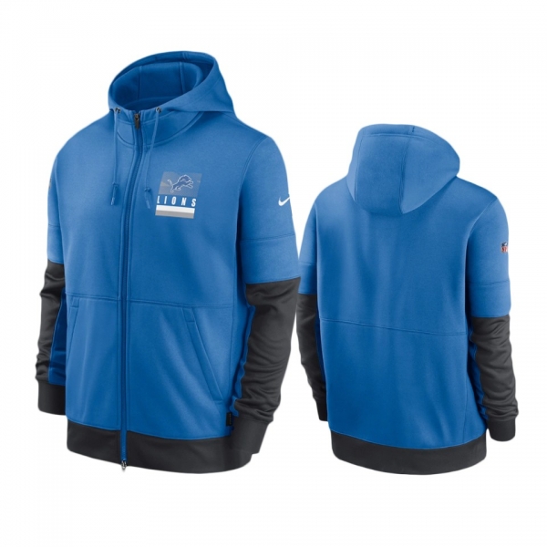 Detroit Lions Blue Sideline Impact Lockup Performance Full-Zip Hoodie