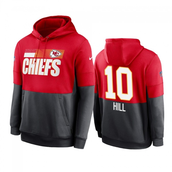 Kansas City Chiefs Tyreek Hill Red Charcoal Sideline Impact Lockup Performance Hoodie