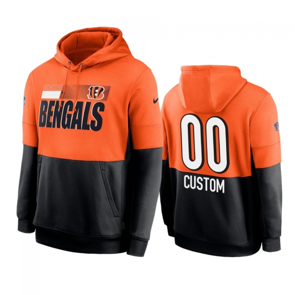 Cincinnati Bengals Custom Orange Black Sideline Impact Lockup Performance Hoodie