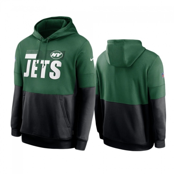 New York Jets Green Black Sideline Impact Lockup Performance Pullover Hoodie