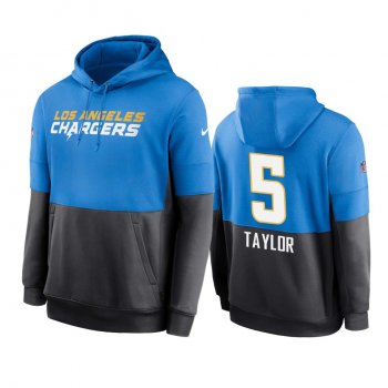 Los Angeles Chargers Tyrod Taylor Powder Blue Navy Sideline Impact Lockup Performance Hoodie