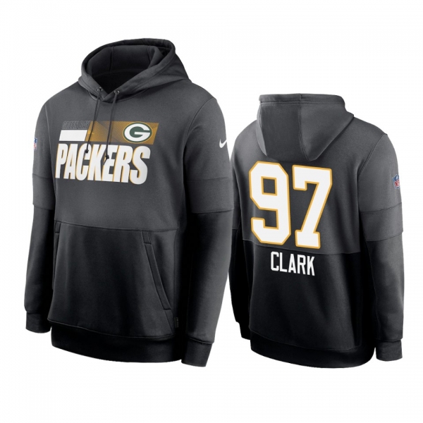 Green Bay Packers Kenny Clark Charcoal Black Sideline Impact Lockup Performance Hoodie