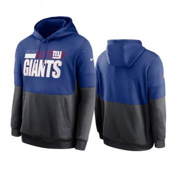 New York Giants Royal Charcoal Sideline Impact Lockup Performance Pullover Hoodie