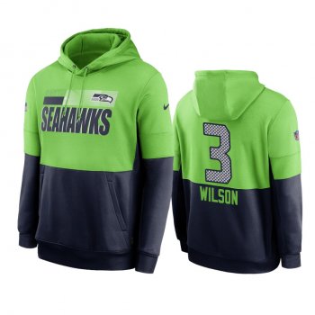 Seattle Seahawks Russell Wilson Green Navy Sideline Impact Lockup Performance Hoodie